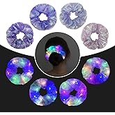 4Pcs Light Up Scrunchies Valentine's Day Hair Tie, Purple LED Scrunchy Hair Elastic for Women & Girls, Glow in the Dark Party Supplies Party Favor Festival Rave Accessories for Neon Glow Party