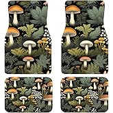 Artistic Fabric Car Floor Mats-Non-Slip Rubber Backing,Mushroom,Front (26.8x17.3in) & Rear (13x17.3in) Set-Water Absorbing, Durable Automotive Floor Liners with Stylish Patterns