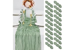 ABKLESACH 20 Pack Sage Green Table Runner 10Ft Cheesecloth Table Runner Boho Gauze Table Runner Long Cheese Cloth Table Runner Romantic Sheer Fabric Table Runners for Wedding Party Bridal Shower
