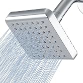 Voolan High Pressure Rain Shower Head - Luxury Modern Look - The Adjustable Replacement For Your Bathroom Showerhead - 4" Square High Flow Pressure Boosting Showers (Chrome)
