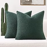 FUTEI Pack of 2 Dark Green Decorative Throw Pillow Covers 24x24 Inch Soft Cozy Solid Boucle Textured European Cushion Case,Modern Home Decor for Couch Bed Living Room
