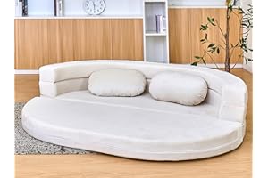 CVORTLL 3-in-1 Folding Sofa Bed with Pillow, Memory Foam Bean Bag Chair, Large Convertible Couch for Adults Play Together, Bedroom, Living Room, Apartment(Beige)