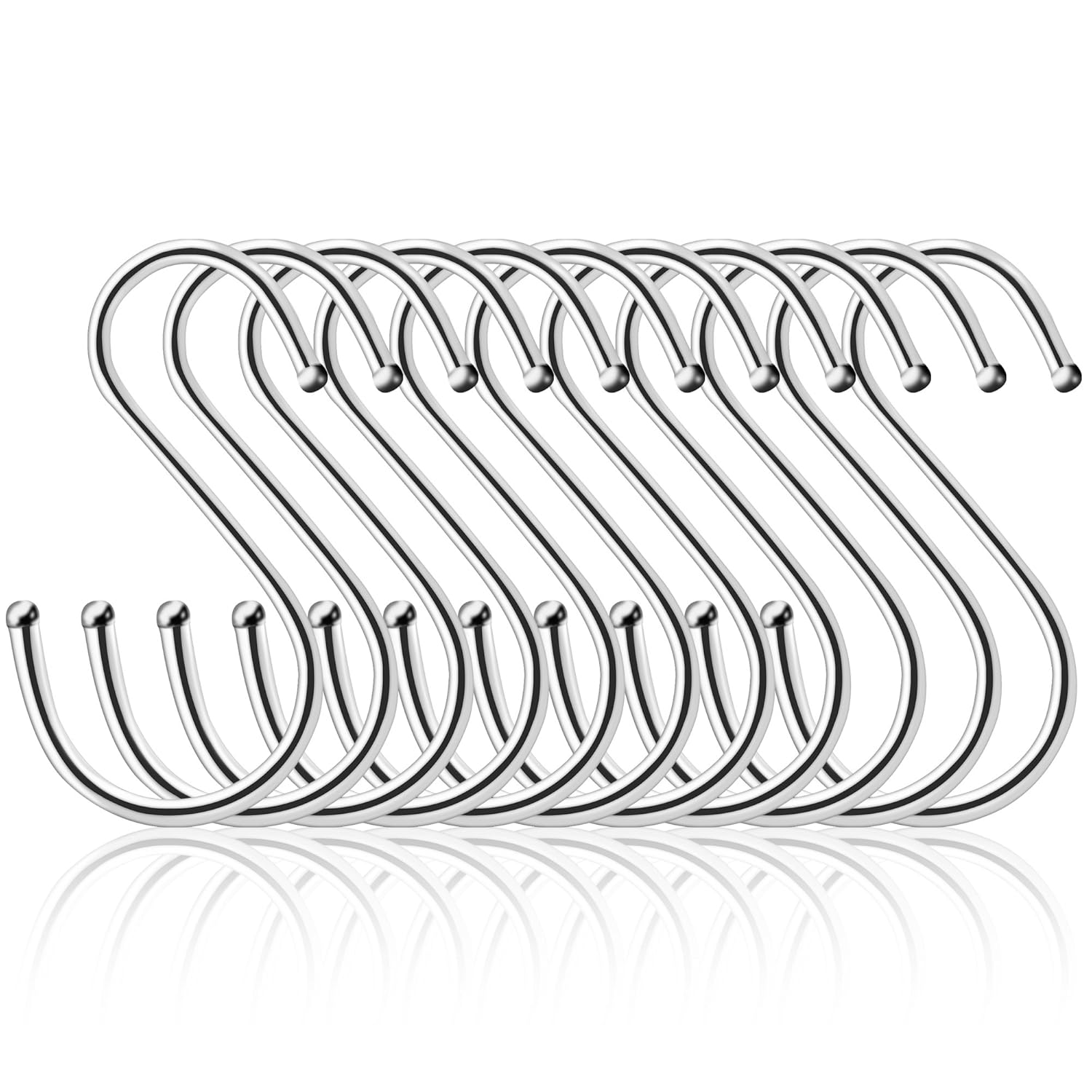QTKJ S Shaped Hooks Heavy Duty for Hanging Coats,Pots and Pans,Plants Stainless Steel Hangers 20 Pack (7.6 cm)