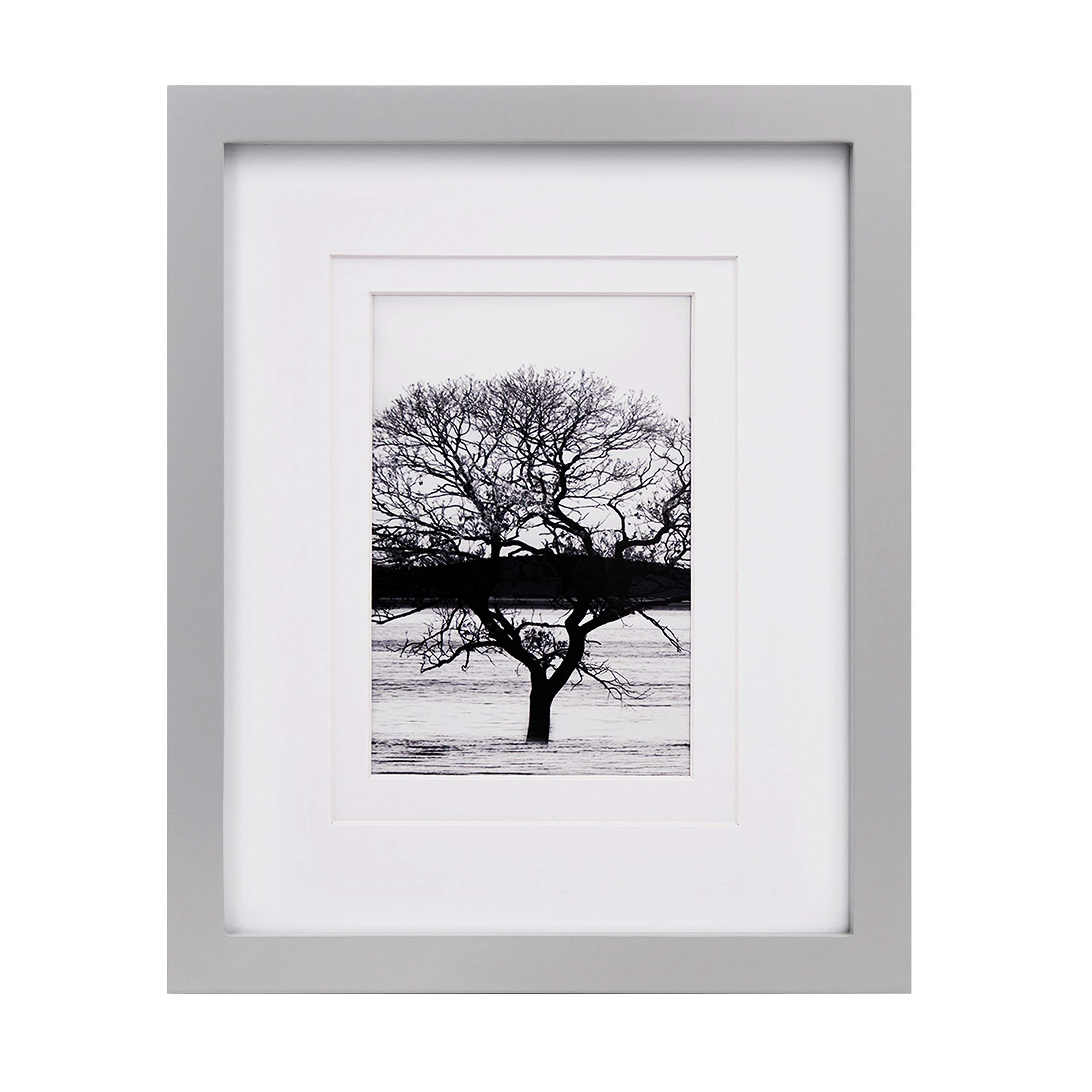 EGOFINE 10x8 Photo Frame, Solid Wood Picture Frame for Tabletop and Wall Mounting, Light Gray — image 1
