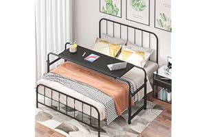 Klvied Overbed Table with Wheels,Rolling Desk Over Bed Adjustable Height,Mobile Standing Laptop Table Over Bed King Queen for Hospital and Home,Black
