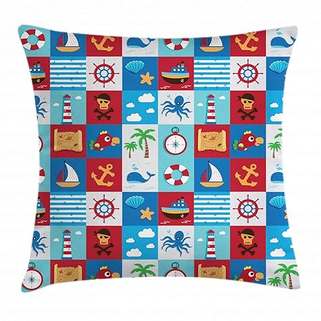 Home Decor Pillows Us Seller Sealife Marine Nautical Cushion Cover