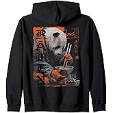 Cool RAMEN Back Print Japanese Streetwear Y2K Techwear Anime Zip Hoodie