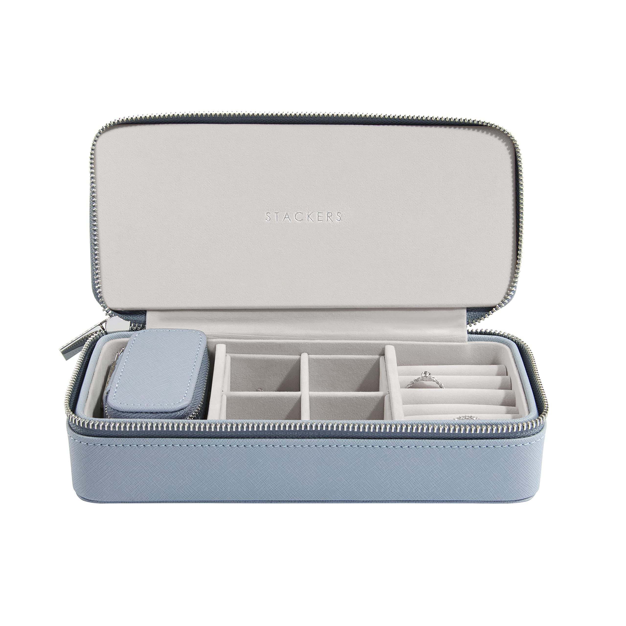 Stackers Dusky Blue Large & Petite Travel Jewellery Box