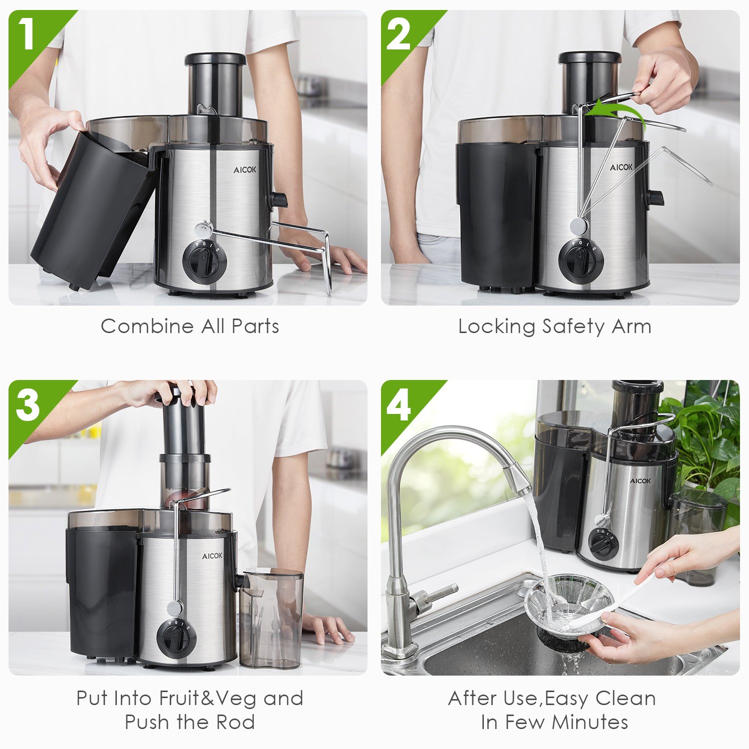 Aicok Juicer Centrifugal Juicer Wide Mouth Three Speed Juicer Machine