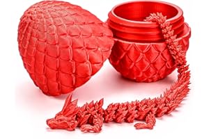 Memogizz 12inch Dragon Egg, Year of The Dragon 2024, 3D Printed Dragon, Dragon Eggs with Dragon Inside Fidget, Dragon Toys, 3D Articulated Dragon, Gifts for Adults Easter Eggs (Red)