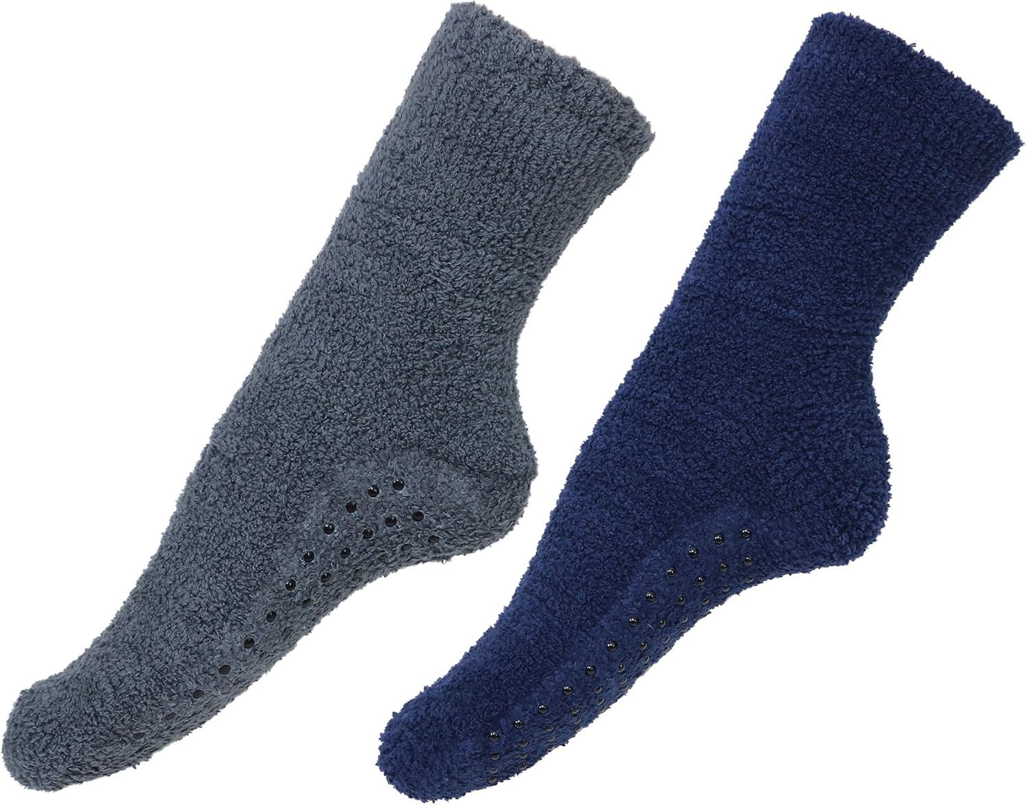 Men/Women's Soft no non Slip Rubber Bottom Socks w/Grippers, 2 Pairs