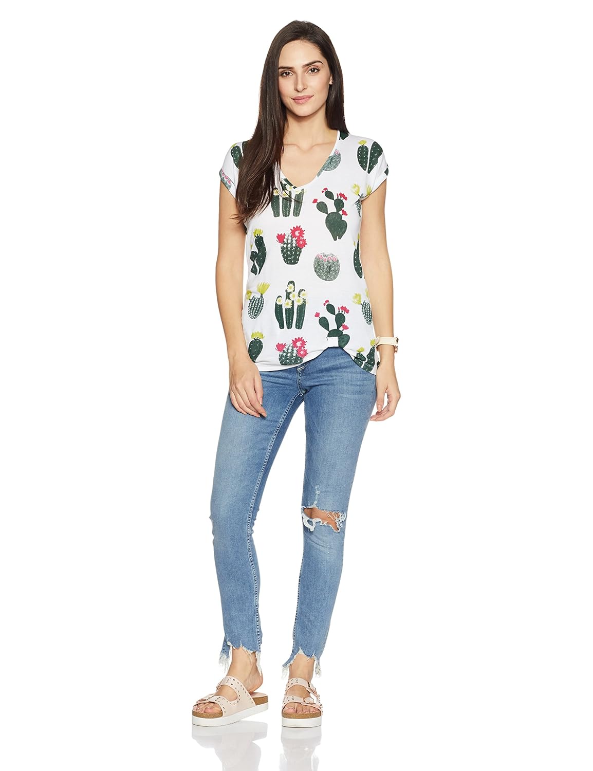 symbol amazon brand women's all over printed viscose t-shirt