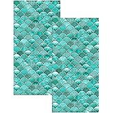 GZMQWVG Mermaid Scale Hand Towels,Set of 2 Hand Towels for Bathroom Kitchen Spa Hotel Yoga, Housewarming Gifts for New Home Women 14" x28