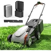 Litheli 14 Inch Cordless Lawn Mower, Lightweight Foldable Push Mower with 5.0Ah Battery, Brushless Motor Lawnmower for up to 1600 Sq. Ft, 5-Position Height Adjustment (1-2.5 in), Includes Charger