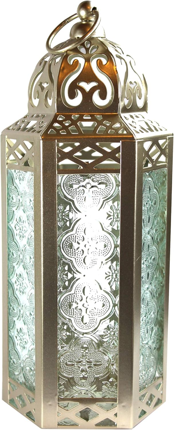 Vela Lanterns Moroccan Style Candle Lantern, Medium, Purple Glass: Home & Kitchen