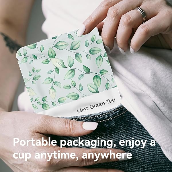 LIPBUSY CARE ORGANIC MINT GREEN TEA BAGS 10 COUNT (PACK OF 1), CHINESE GREEN TEA WITH MINT, WHOLE GREEN TEA LEAVES WITH MINT FLAVOR & CAFFEINATED & SUGAR-FREE, FOR OFFICE & CAMPING & GATHERING