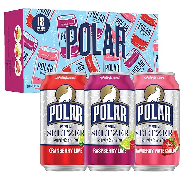 POLAR SELTZER WATER BERRIES VARIETY PACK, 12 FL OZ CANS, 18 PACK