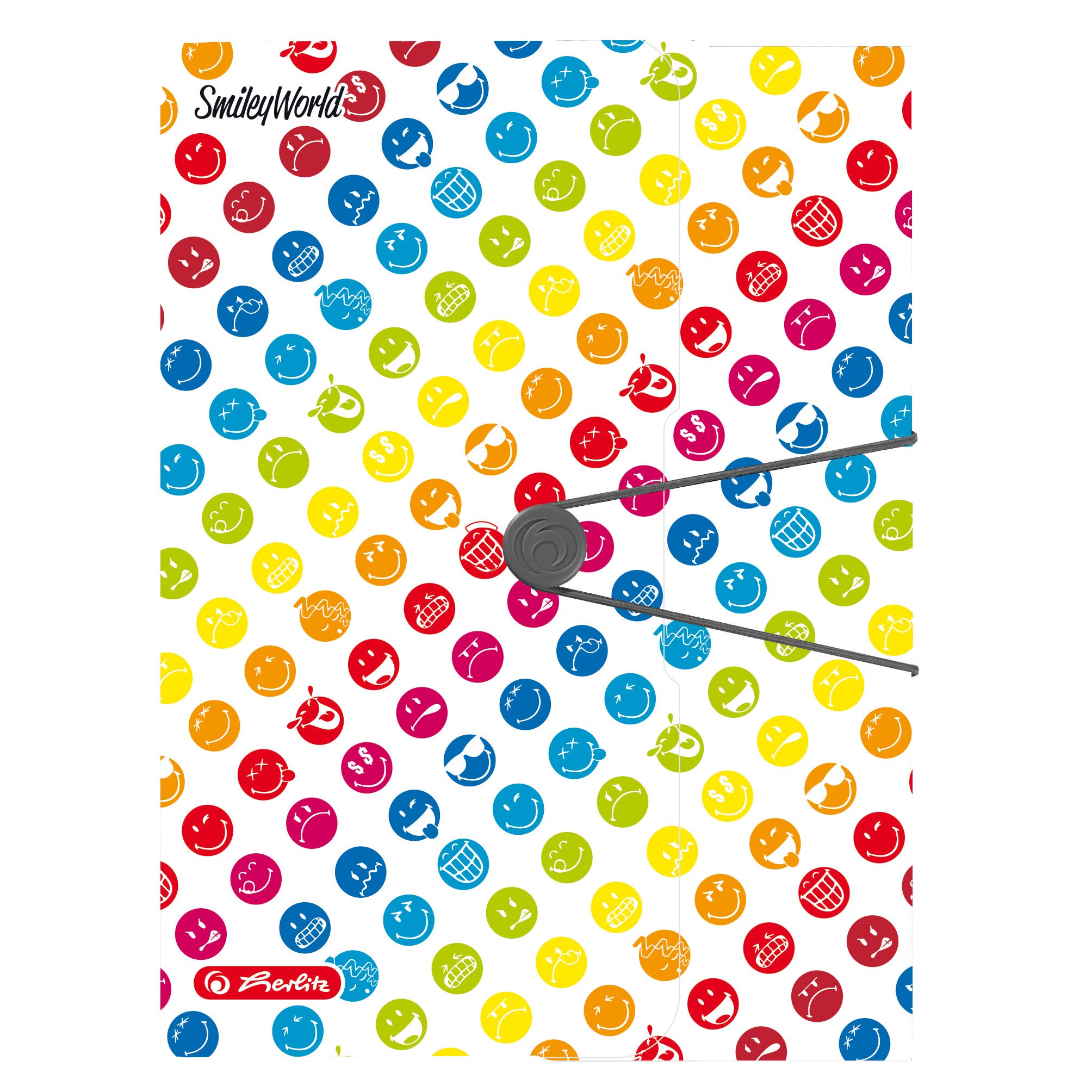 Herlitz Smiley World Rainbow 50002092 Elasticated Folder 3 Flaps with Elastic Band A4 Polypropylene