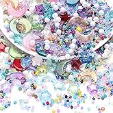 Mixed Star Moon Crystal Glass Beads Seedbeads Loose Round Pearl Beads for Jewelry Making Craft Bracelets Necklaces Earrings DIY Crafts Projects Mix Color Glass Spacer Bead Kits for Crafts
