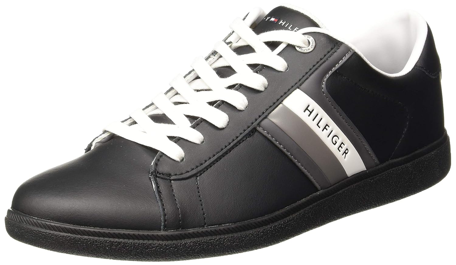 tommy hilfiger corporate leather sneaker black