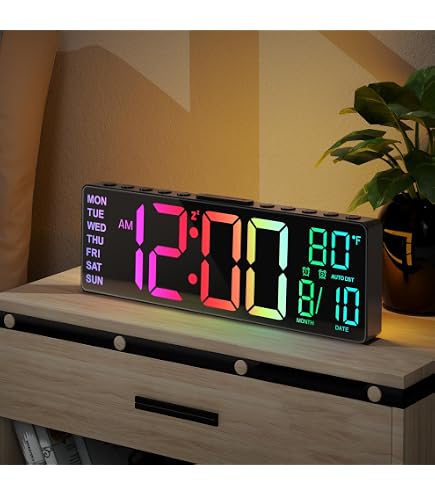 Amazon.com: Rainbow LED Digital Alarm Clock with Wireless Charging