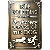 Vintage Wall Decor Art Plaque，No Soliciting Metal Sign For Home Front Door | Funny License plate Sticker，8×12 inches，for Outside Door Poster for Home Backyard Garden Aluminum Signs