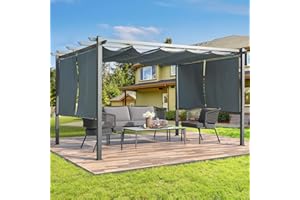 EROMMY 10' x 13' Outdoor Pergola with Retractable Canopy, Aluminum Frame, Patio Metal Shelter with Adjustable and Removable Sun Shade Canopy for Patio, Garden, Deck