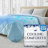 SLEEPHORIA Cooling Comforter - BreezeWeave Cooling Blanket Queen Size for Hot Sleepers & Deep Rest - Cloud Soft, Breathable, Ultra Durable, Easy Care, Reversible - 90 x 90 in (Blue & Light Grey)