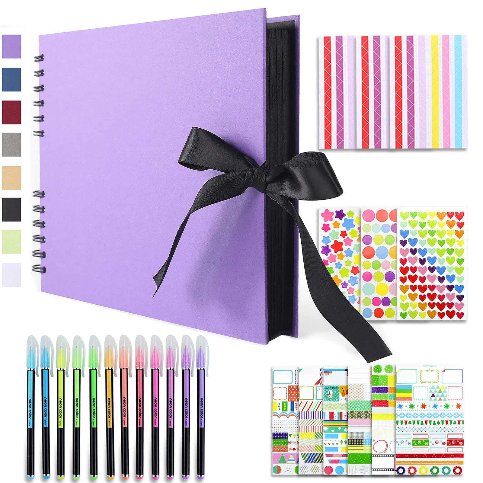 Vienrose Scrapbook Kit 80 Page DIY Photo Album Memory Book 28.5x21 cm with Silk Ribbon, Craft Paper Album Holds 240 4x6 Photos for Wedding Guest Book, Anniversary, Baby, Travel, Valentines Day