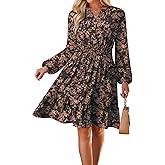 GRACE KARIN Spring Dresses for Women 2026,Casual Long Sleeve Mini Dress, Floral Wedding Guest Dress with Pockets