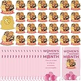 30 Sets Women's History Month Pins International Womens Day Buttons Pins with Motivational Cards Bags for Female Rights Awareness Inspirational Mother's Day Gifts