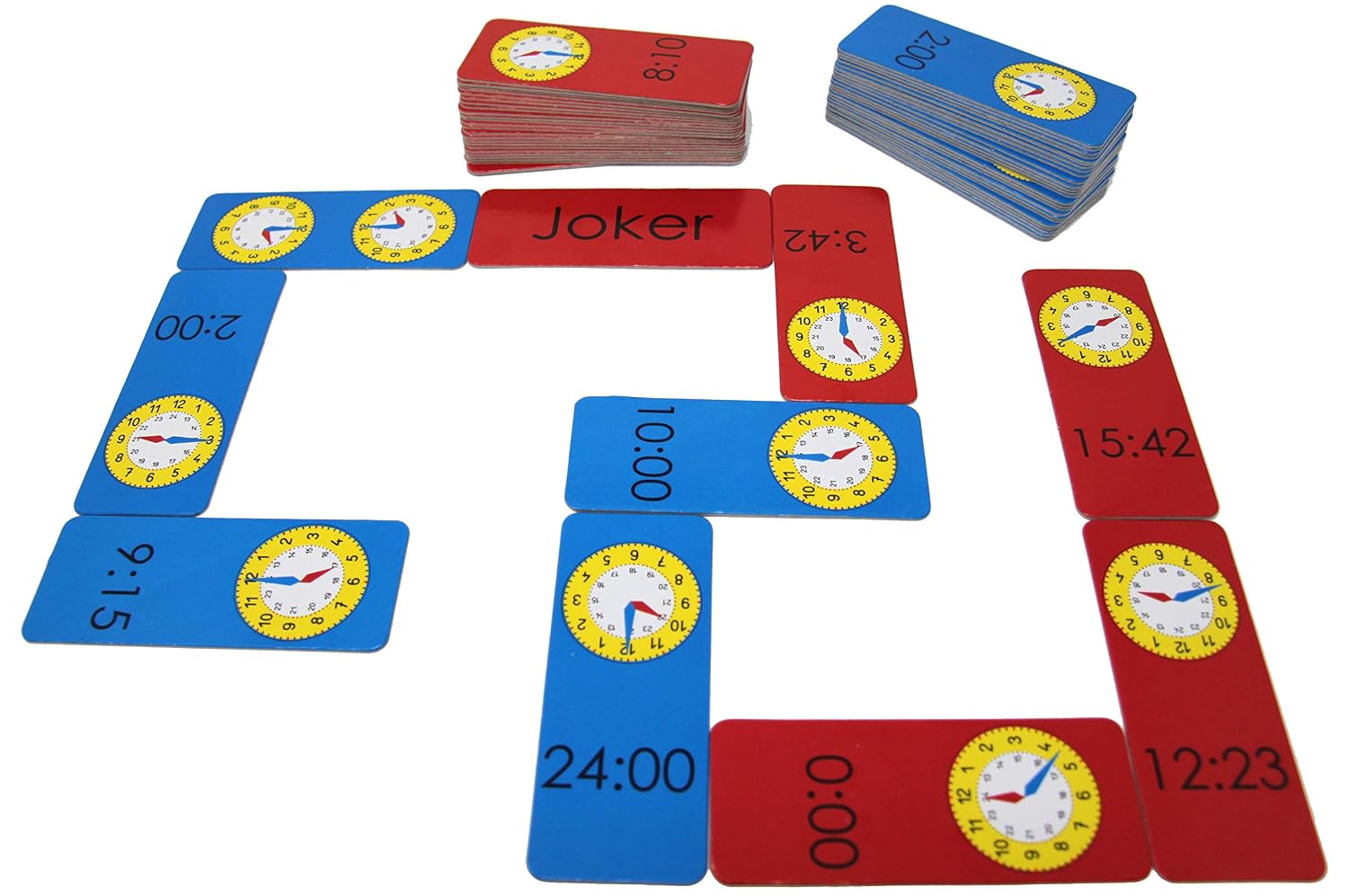 WISSNER Domino Fractions - Jeu Éducatif Fractions Bleues & Rouges (60 Cartes) - Apprentissage Ludique CE/CM
