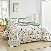 AIKASY Bed in a Bag 6 Pieces Twin Size - Floral Print - Soft Microfiber, Reversible Bed Comforter Set (1 Comforter, 2 Pillow Shams, 1 Flat Sheet, 1 Fitted Sheet, 1 Pillowcases)（White, Twin）