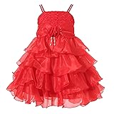 Richie House Girl's Red Layered Dress with Rosette