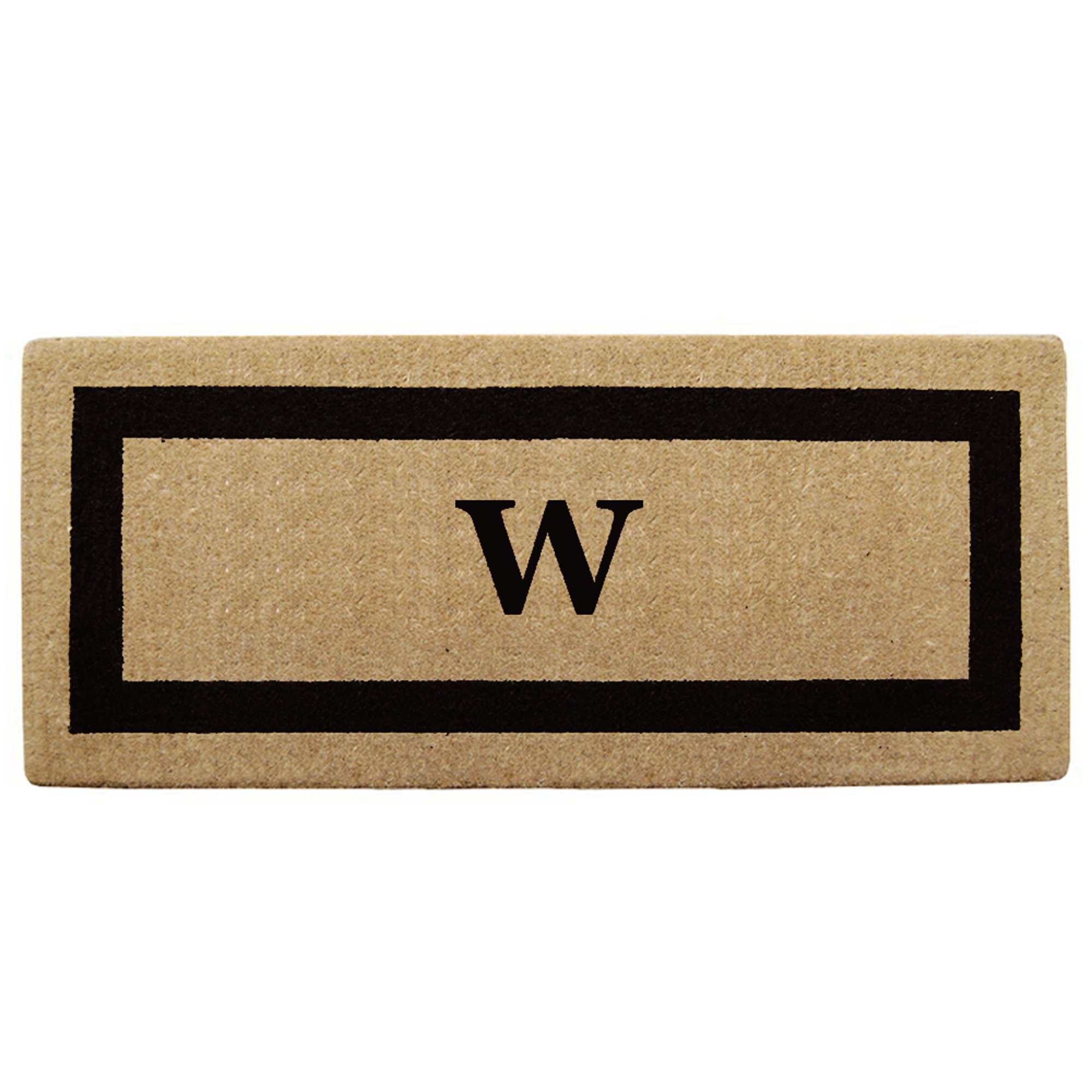 Nedia Home Single Picture Black Frame Heavy Duty Coir Doormat, 24 by 57-Inch, Monogrammed W