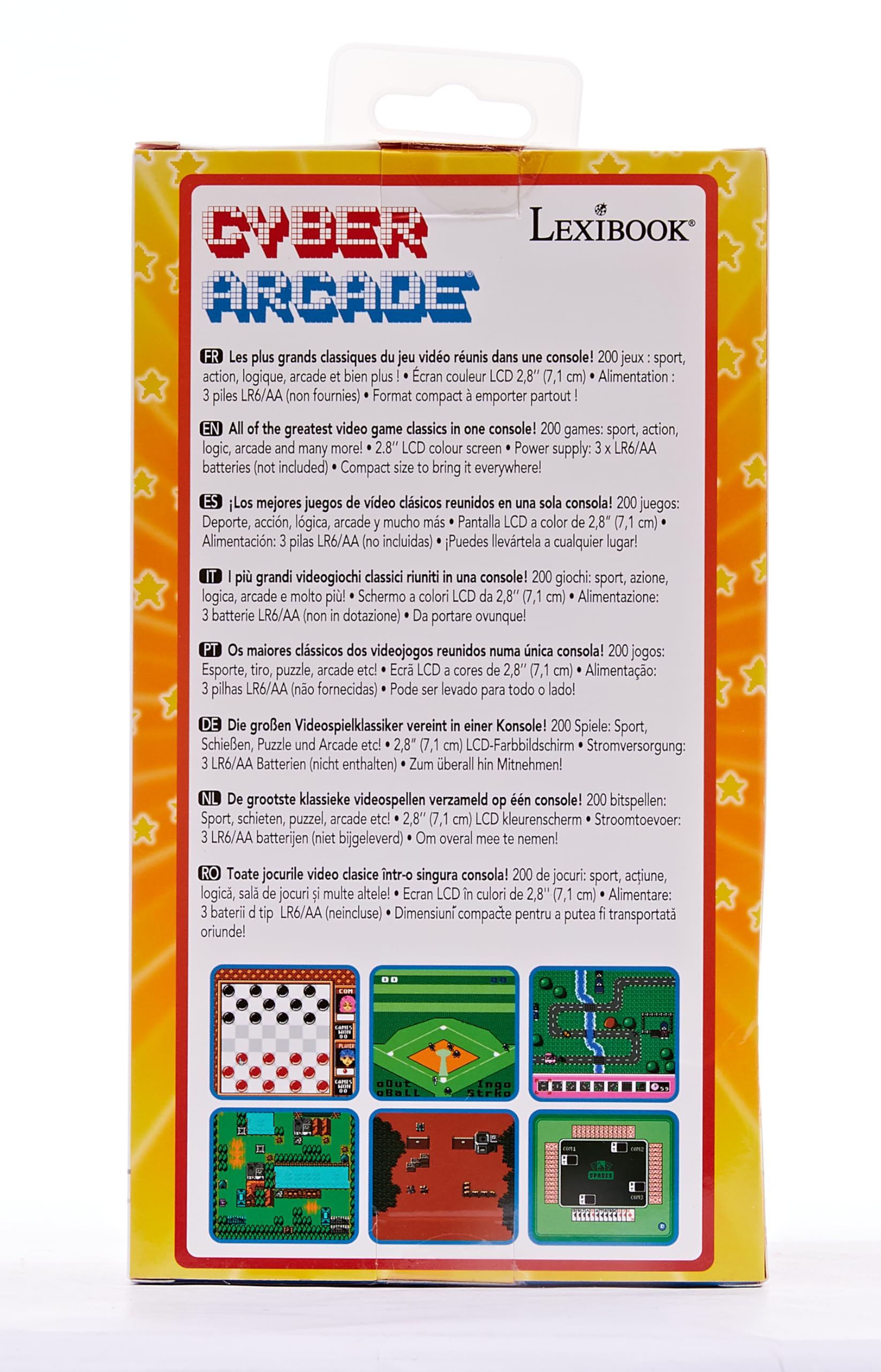 Lexibook Cyber Arcade Portable Retro Game Console, 200 Games, 2.8’’ LCD Colour Screen, Compact, Battery Operated, Blue/Green, JL2940