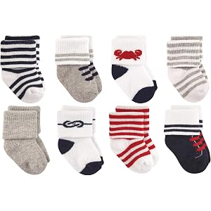 Luvable Friends Basics Unisex Baby Cozy Terry Socks 8-Pack
