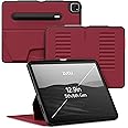 ZUGU Case for iPad Pro 12.9 Case, 5th / 6th Generation Stand 2021/2022, Slim Protective Cover with Wireless Apple Pencil Charging, Magnetic Stand & Sleep/Wake Magnetic Cover, Cherry Red