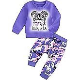 AGAPENG Toddler Baby Girl Clothes Cute Graphic Long Sleeve Sweatshirt Camouflage Pants Sweatsuit Infant Fall Winter Outfits