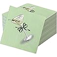 Crtiin 50 Pcs Martini Napkins Party Supplies Cocktail Birthday Napkins Spring Party Decorations 2 Ply a Tini Bit Older Green Trendy Disposable Bachelorette Decor (Green)