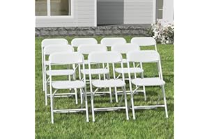 IWDOO 10 Pack White Folding Chairs, Plastic Folding Chairs Outdoor Indoor, 350lb Capacity,Portable Event Chair, Lightweight Folding Chair,for Events Office Wedding Party Rental Picnic Patio