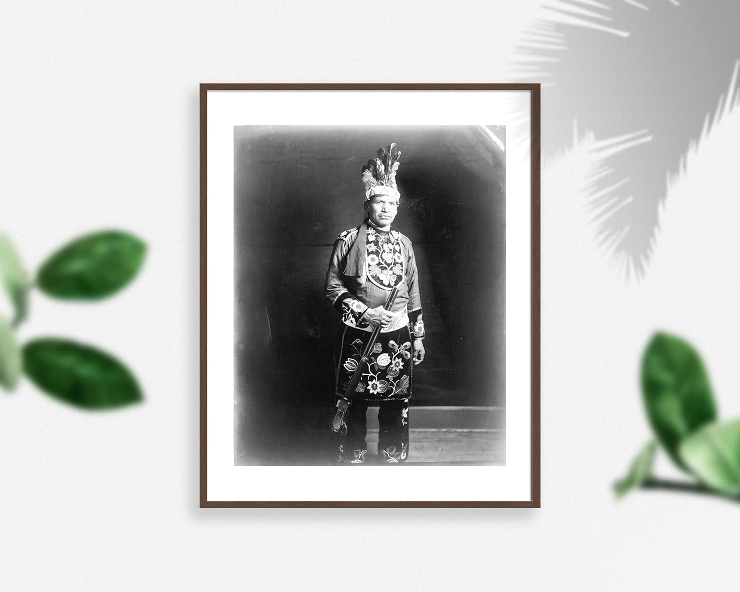 Photographs - 1918 Photo Full blood Chippewa Indian Ojibwa man, full-length portrait, standing, facing slightly right, holding rifle.