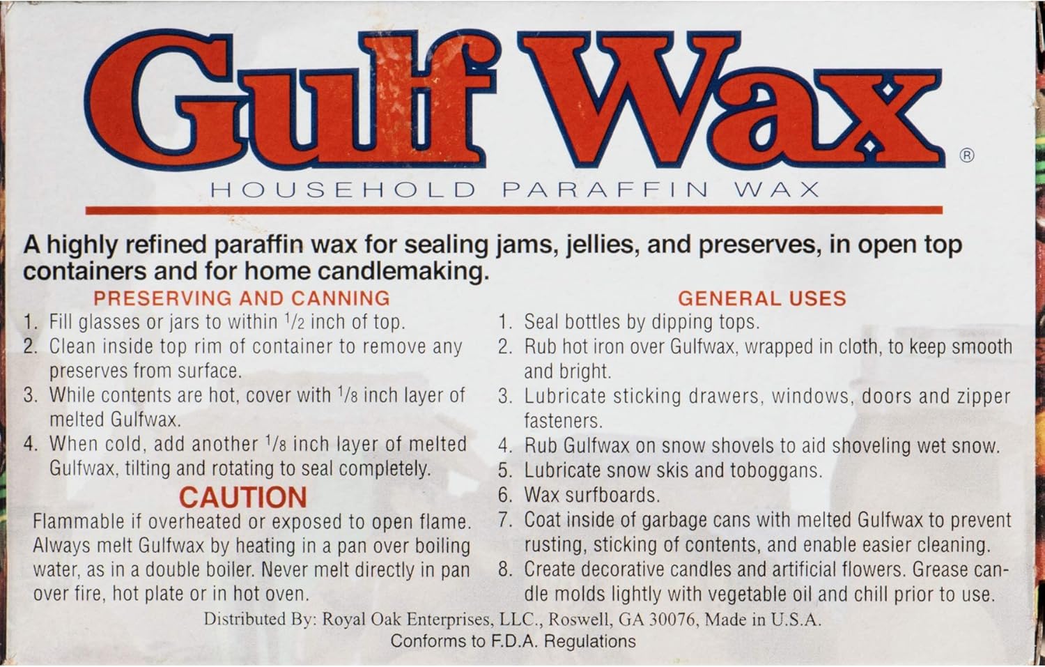 Royal Oak 203-060-005 Gulfwax Household Paraffin Wax-GULFWAX PARAFFIN: Everything Else
