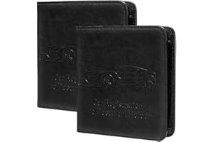 Peisicne 2-Pack Car Registration and Insurance Holder, Car Organization Vehicle Document Organizer with Magnetic Closure for Cards, License in Glove Box, Black