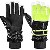 MoKo Kids Winter Snow Gloves, Waterproof Ski Gloves with Elastic Cuffs, Windproof Kids Ski Glove, Thermal Kid Snow Glove for Children Aged 6-15, Skiing, Snowboarding, Sledding, Cycling