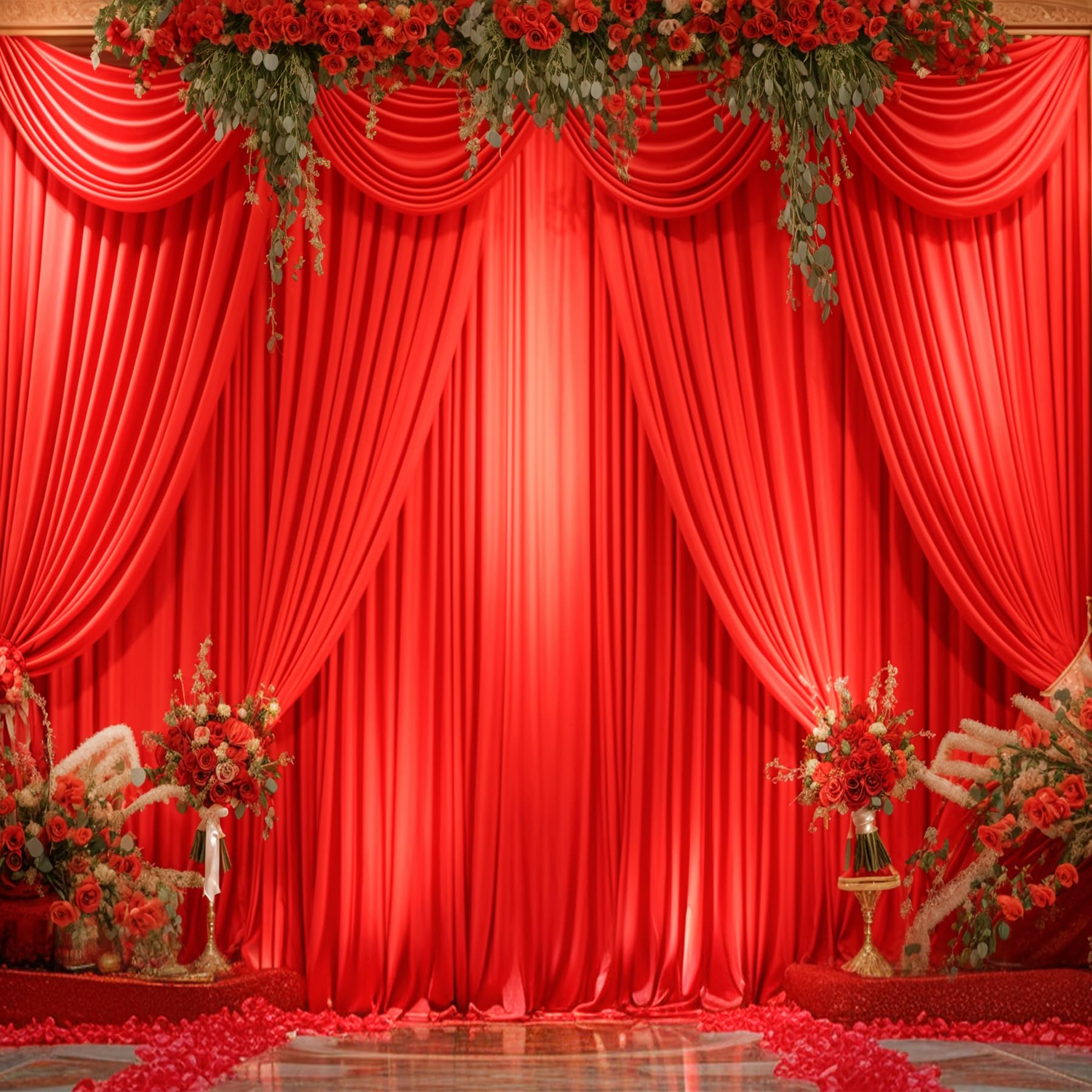 40ft x 10ft Wrinkle Free Red Wedding Backdrop