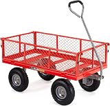 Gorilla Carts Steel Utility Cart 800 lb Capacity Heavy-Duty Red