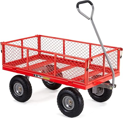 Gorilla Carts Steel Utility Cart 800 lb Capacity Heavy-Duty Red