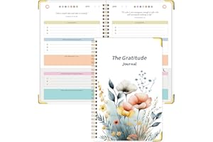 GOLDPEI The Gratitude Journal for Women Men, 5 Minute Daily Gratitude Journal Spiral with Prompts & Quotes for Self Care, Happiness, Affirmation and Mindfulness, Hardcover, 5.9"x8.6"