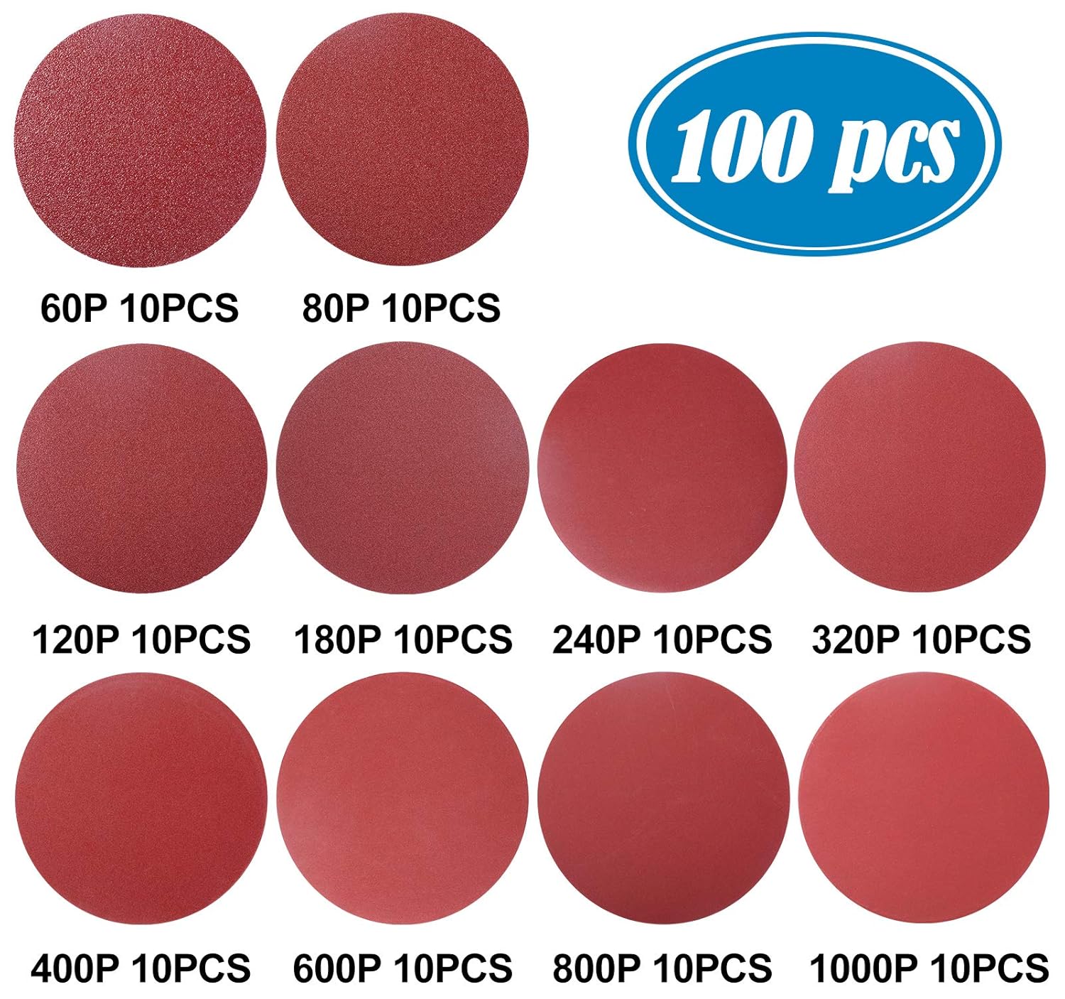 S SATC 100 PCS PSA Sanding Discs 6 Inch Adhesive Sanding Disc Backed 60-1000 Grits Aluminum Oxide Self Stick Sandpaper for Random Orbital Sander: Industrial & Scientific
